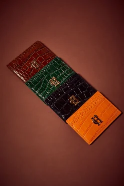 Online Chelsea Card Holder (Orange Croc) Women Small Leather Goods|Small Leather Goods