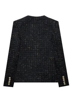 Fashion Chelsea Jacket (Black Rainbow Sparkle Tweed) Women Jackets|Tailoring