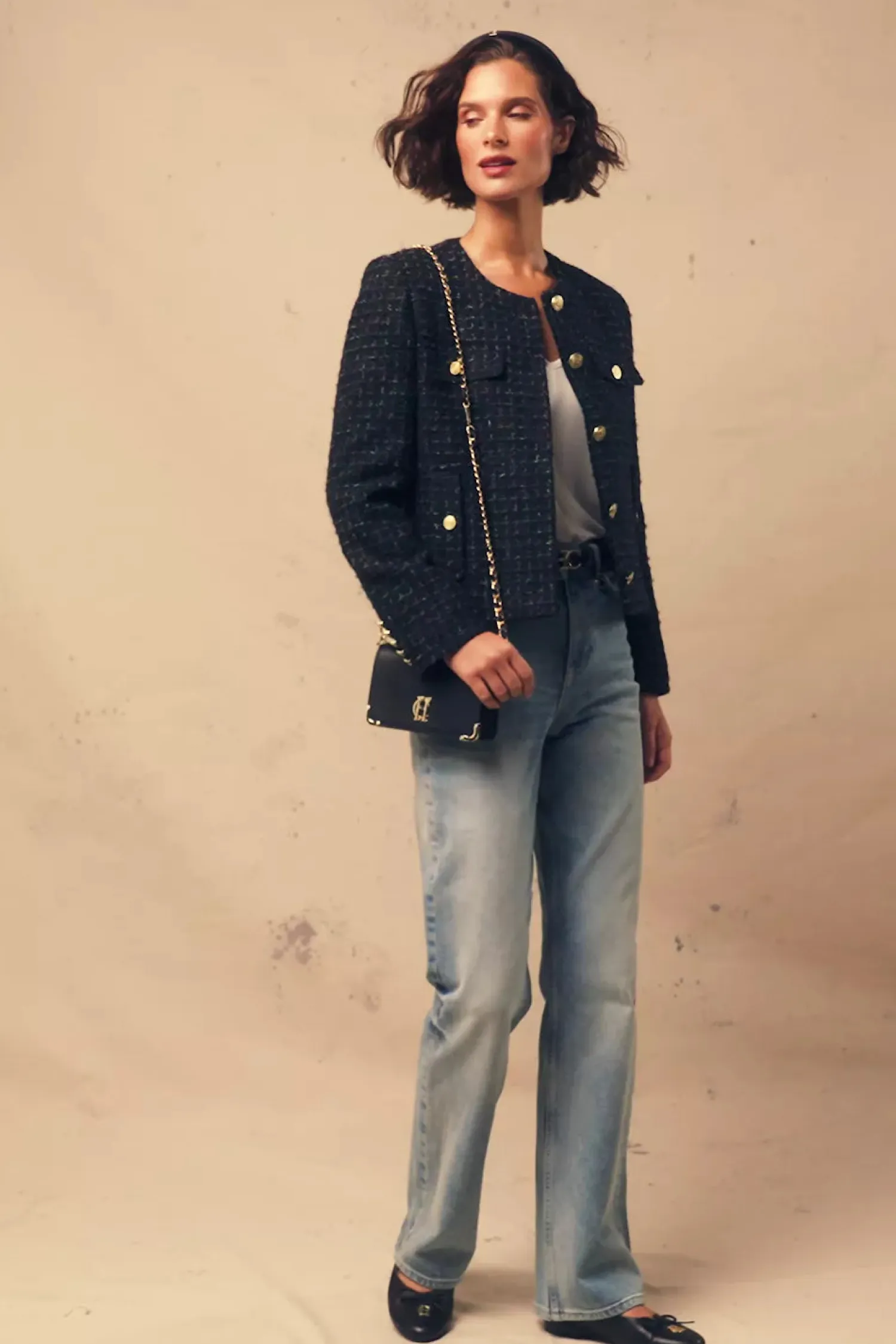 Fashion Chelsea Jacket (Black Rainbow Sparkle Tweed) Women Jackets|Tailoring
