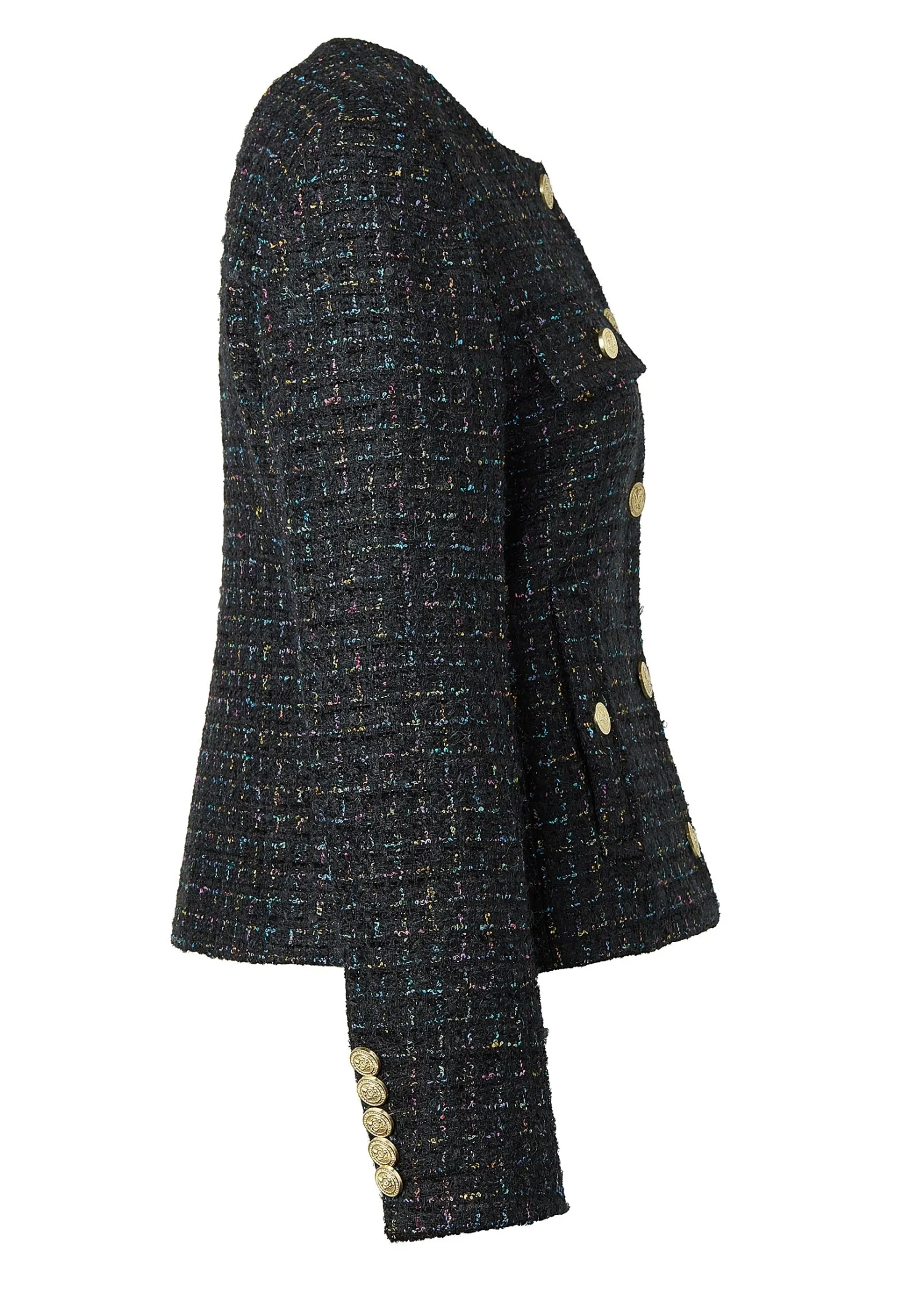 Fashion Chelsea Jacket (Black Rainbow Sparkle Tweed) Women Jackets|Tailoring