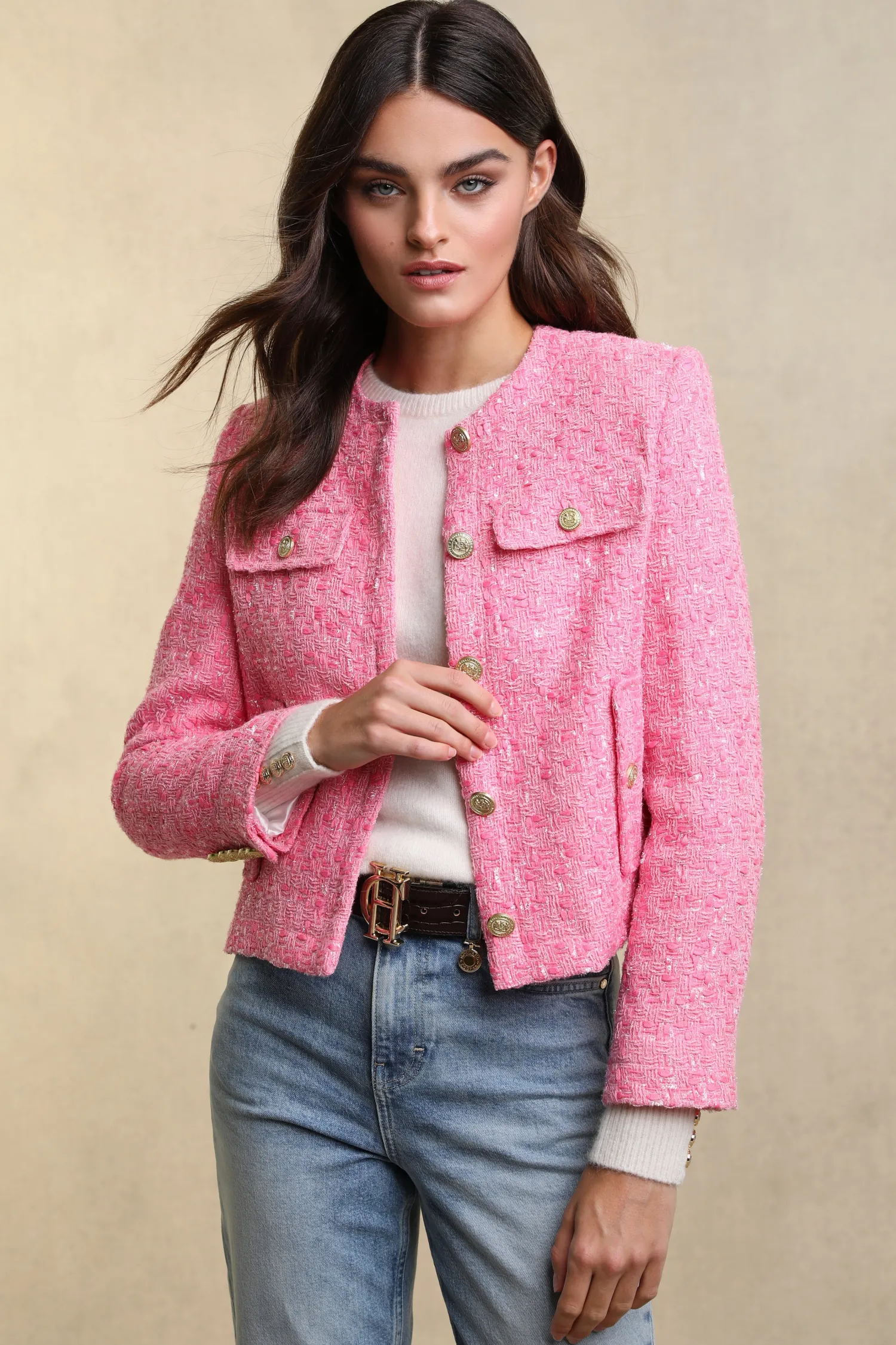 Online Chelsea Jacket (Pop Pink Boucle) Women Jackets|Tailoring
