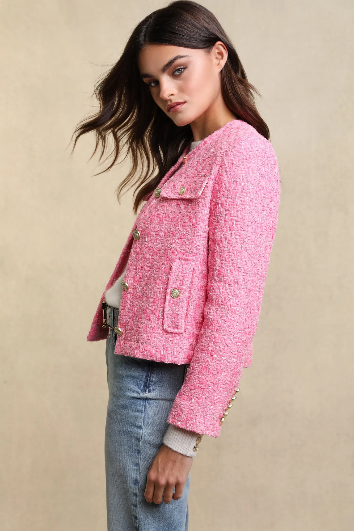 Online Chelsea Jacket (Pop Pink Boucle) Women Jackets|Tailoring