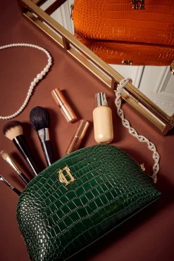 Outlet Chelsea Makeup Bag (Emerald Croc) Women Holdalls & Suitcases|Travel Bags