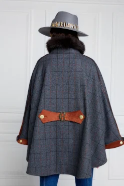 Fashion Chiltern Cape (Mid Blue Check) Women Capes|Tailoring