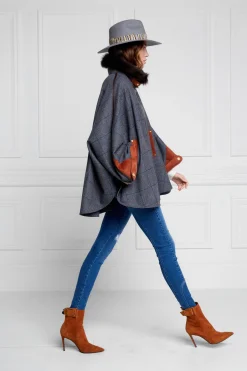 Fashion Chiltern Cape (Mid Blue Check) Women Capes|Tailoring
