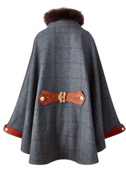 Fashion Chiltern Cape (Mid Blue Check) Women Capes|Tailoring