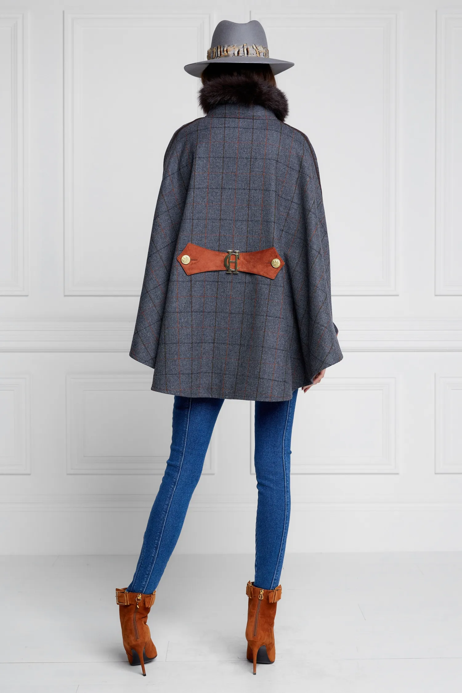 Fashion Chiltern Cape (Mid Blue Check) Women Capes|Tailoring