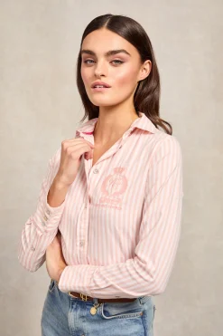 Best Classic Button Down Shirt (Pink Stripe) Women Shirts & Blouses
