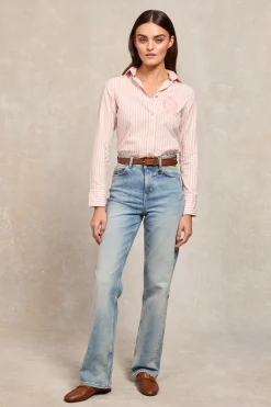 Best Classic Button Down Shirt (Pink Stripe) Women Shirts & Blouses
