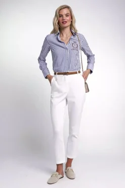 Sale Classic Button Down Shirt (Navy Stripe) Women Shirts & Blouses