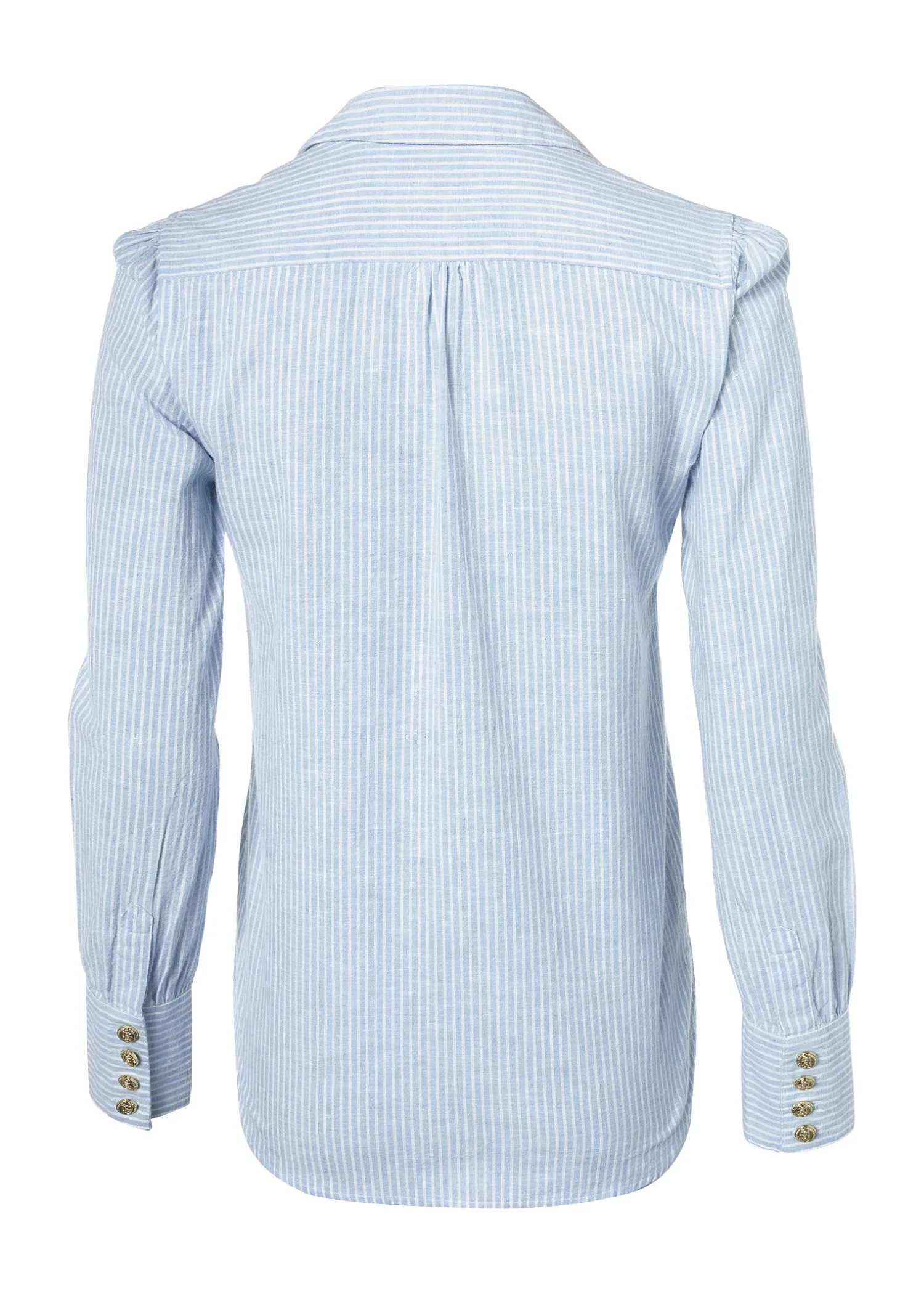 Hot Classic V-Neck Blouse (Azure Stripe) Women Shirts & Blouses