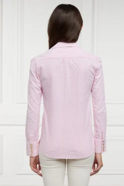 Fashion Classic V-Neck Blouse (Pink Stripe) Women Shirts & Blouses