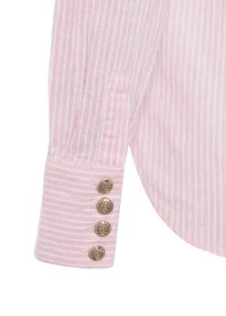 Fashion Classic V-Neck Blouse (Pink Stripe) Women Shirts & Blouses