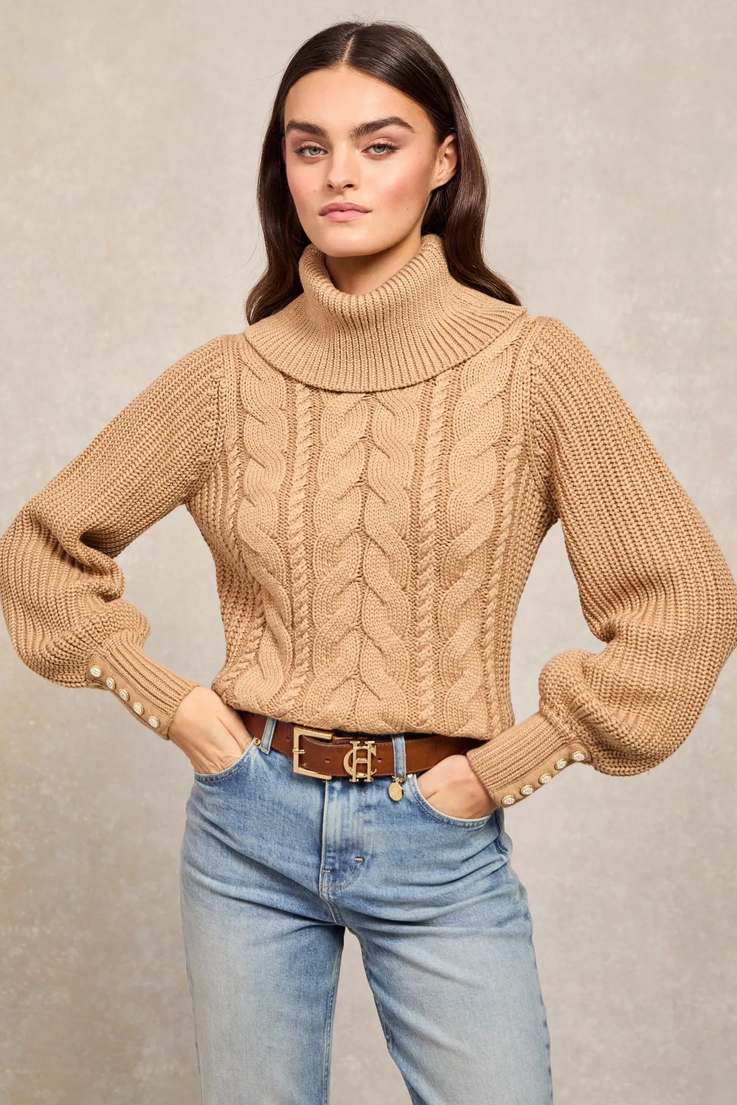 Online Corded Roll Neck Knit Women Knitwear