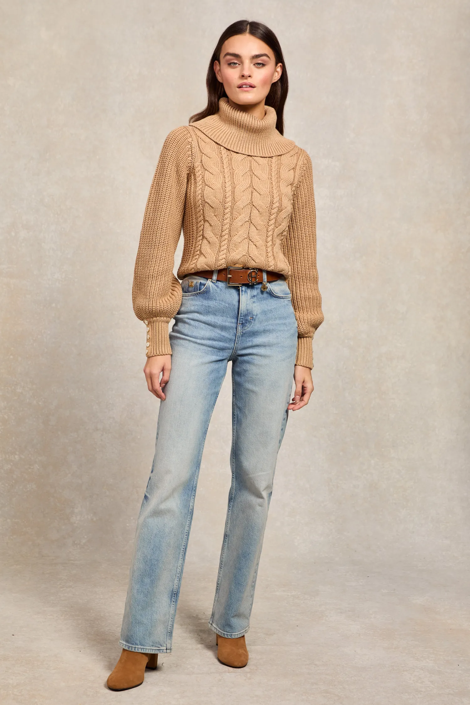 Online Corded Roll Neck Knit Women Knitwear