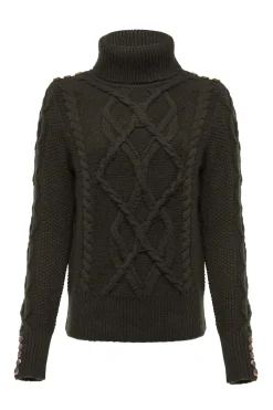 Sale Cortina Roll Neck Knit (Fern Green) Women Knitwear