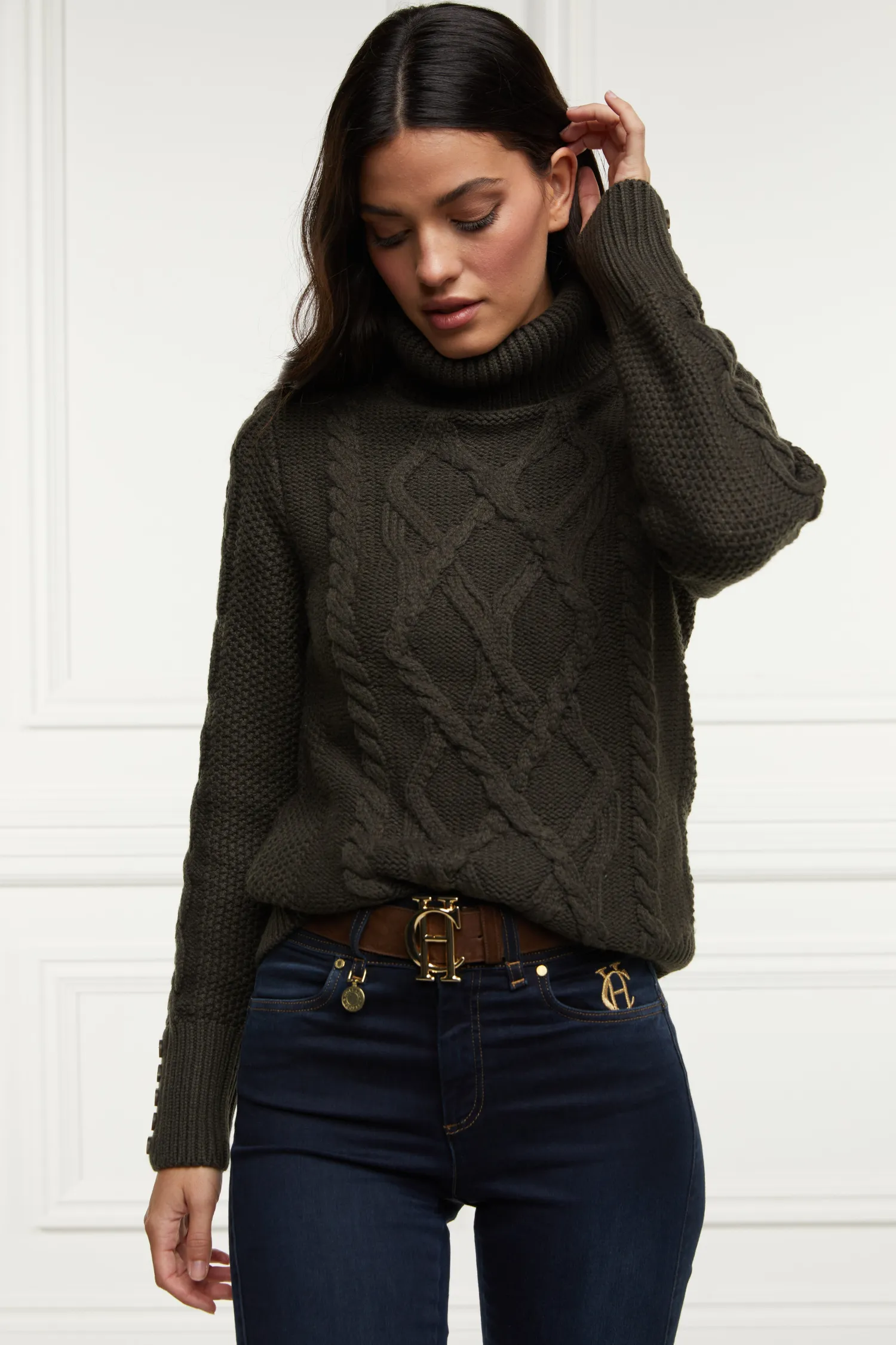 Sale Cortina Roll Neck Knit (Fern Green) Women Knitwear