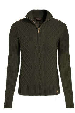 Sale Country Cable Quarter Zip Knit (Forest Green) Women Knitwear