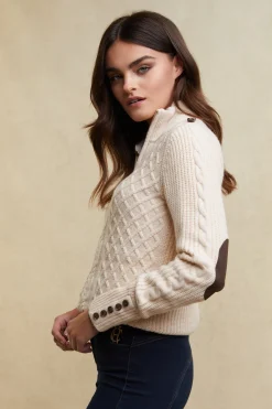 Fashion Country Cable Quarter Zip Knit Women Knitwear