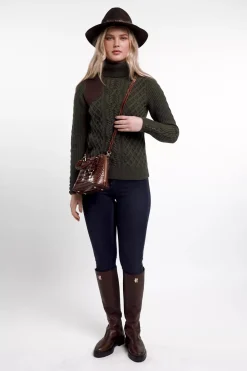 Hot Country Roll Neck Knit (Forest Green) Women Knitwear