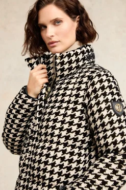 Fashion Crawford Longline Coat (Ecru Houndstooth) Women Coats
