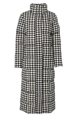 Fashion Crawford Longline Coat (Ecru Houndstooth) Women Coats