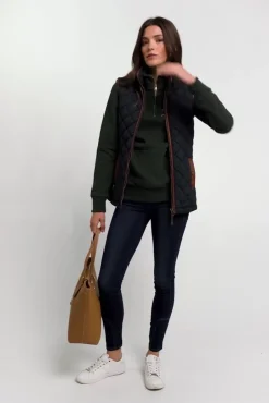 Sale Crest Zip Henley (Racing Green) Women Hoodies & Sweatshirts|Sweatshirts
