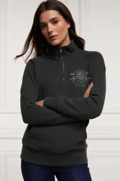 Sale Crest Zip Henley (Racing Green) Women Hoodies & Sweatshirts|Sweatshirts