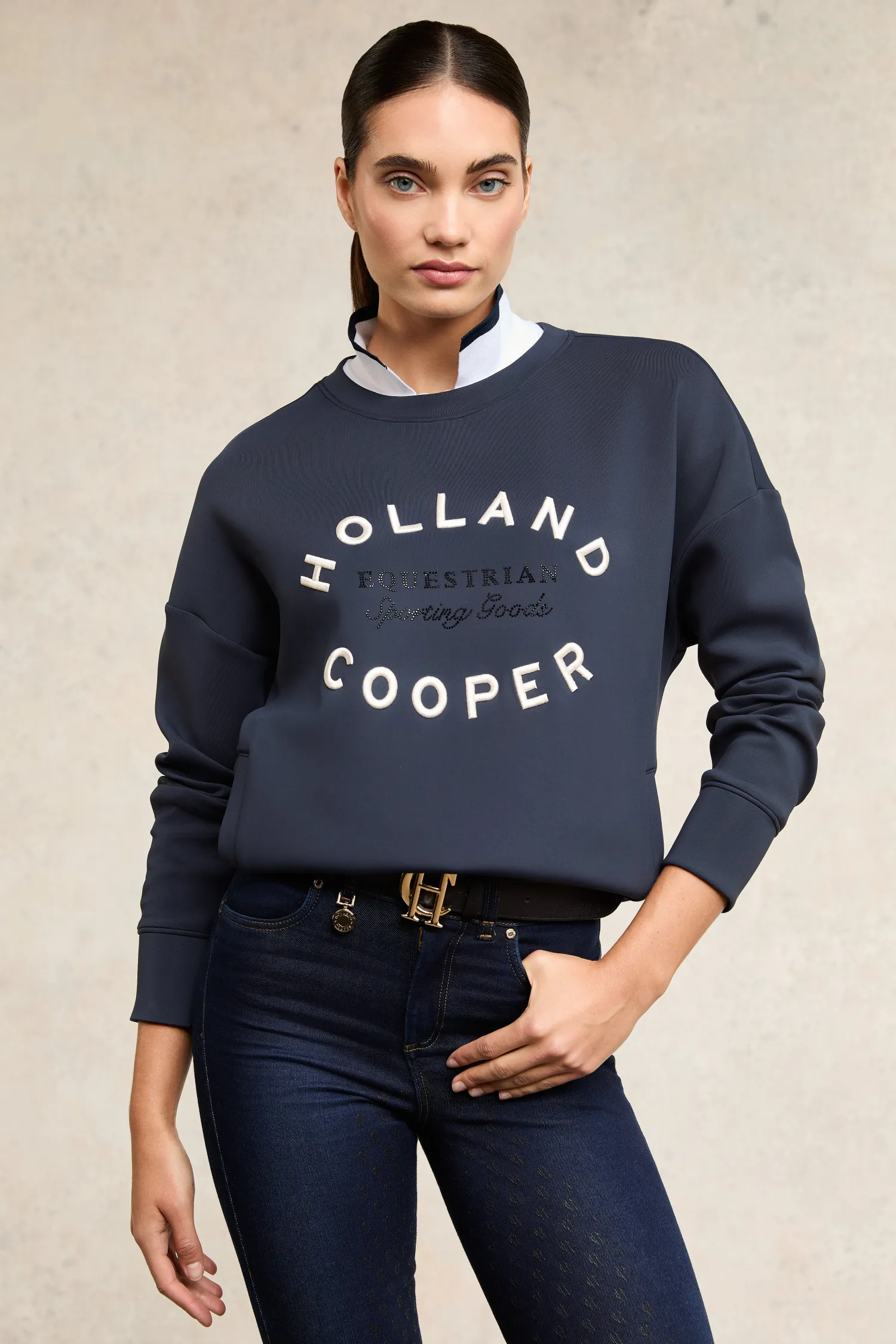 Outlet Crystal Crew Neck Sweat (Ink Navy) Hoodies & Sweatshirts