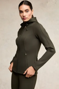Discount Crystal Zip Hoodie (Dark Olive) Jackets