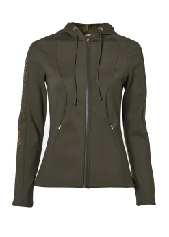 Discount Crystal Zip Hoodie (Dark Olive) Jackets