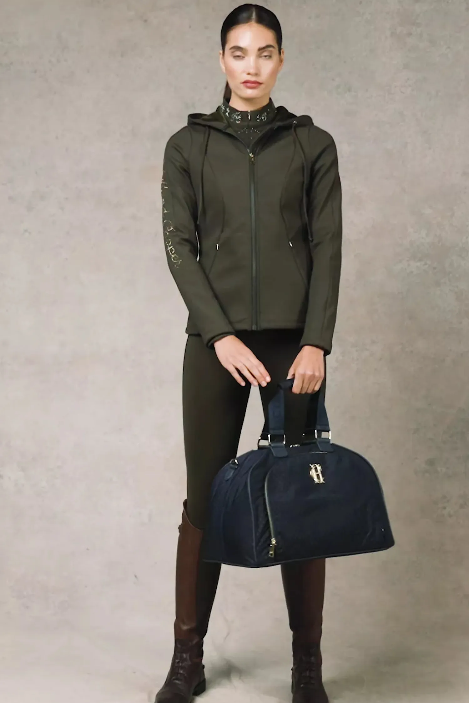 Discount Crystal Zip Hoodie (Dark Olive) Jackets