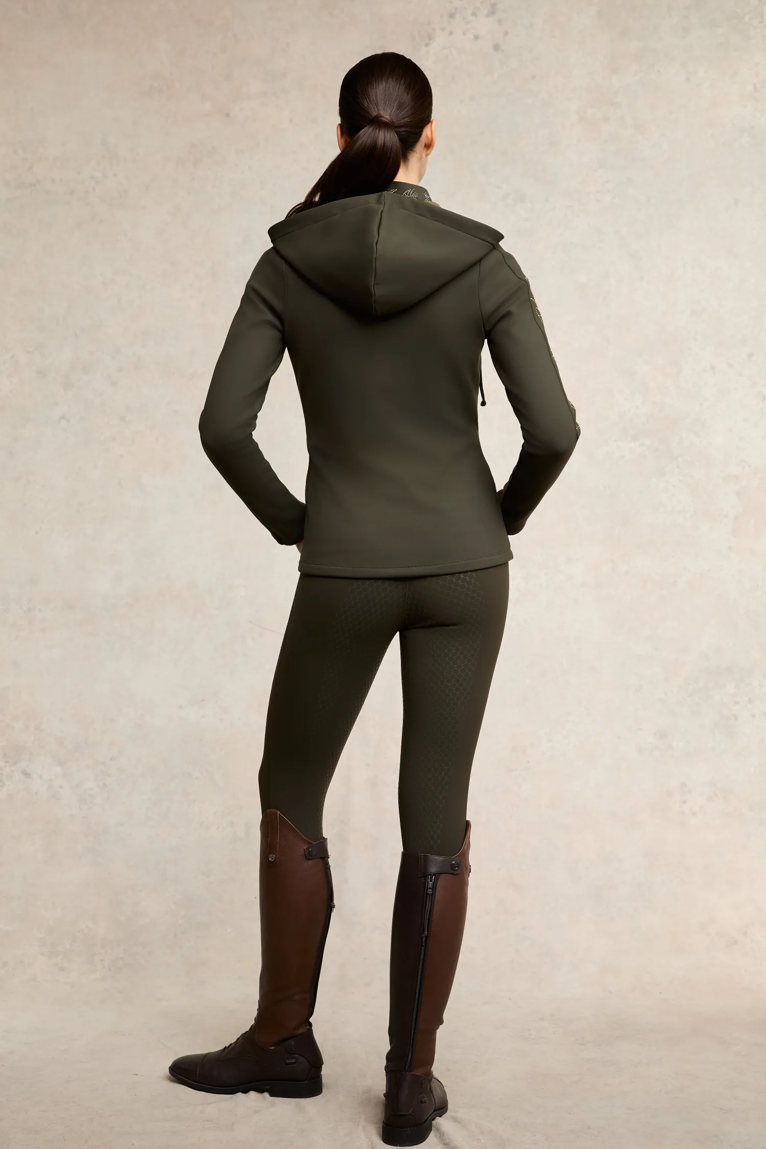 Discount Crystal Zip Hoodie (Dark Olive) Jackets
