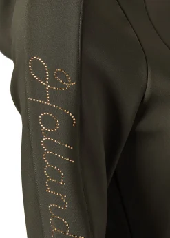 Discount Crystal Zip Hoodie (Dark Olive) Jackets