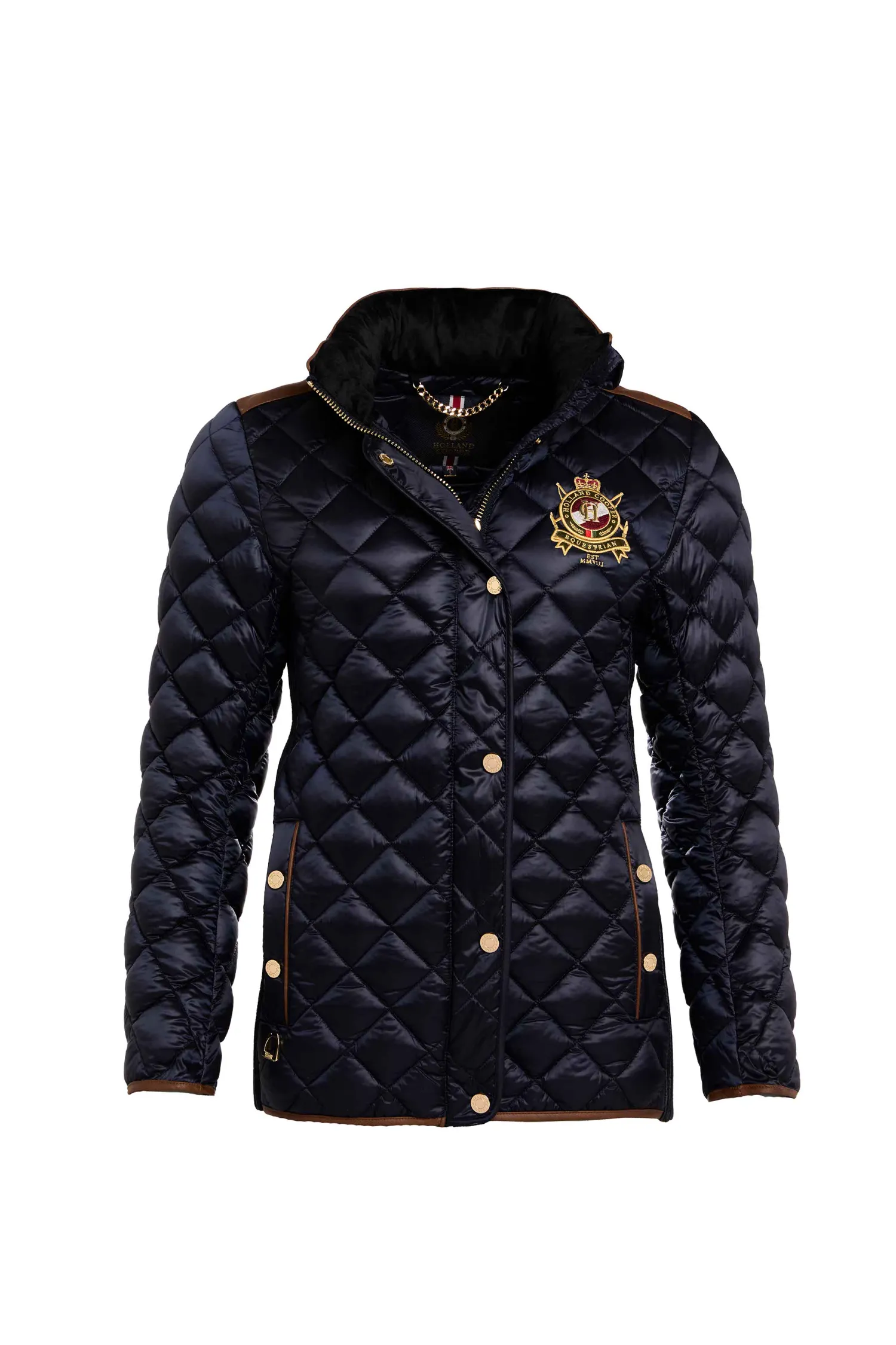 Fashion Diamond Quilt Classic Jacket (Ink Navy) Women Jackets
