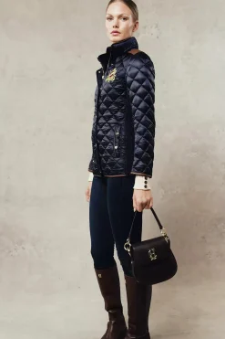 Fashion Diamond Quilt Classic Jacket (Ink Navy) Women Jackets