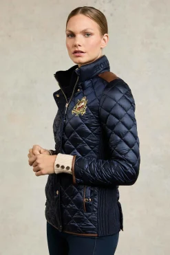 Fashion Diamond Quilt Classic Jacket (Ink Navy) Women Jackets