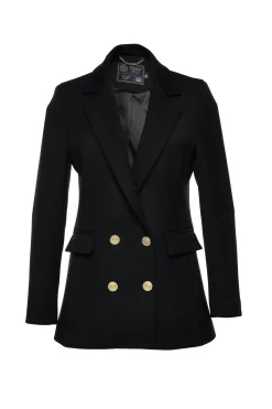 Fashion Double Breasted Blazer (Black Linen) Women Blazers|Tailoring