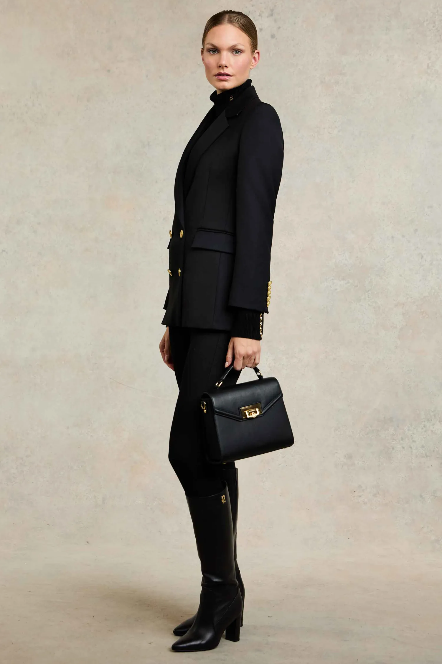 Sale Double Breasted Blazer (Black Twill) Women Blazers|Tailoring