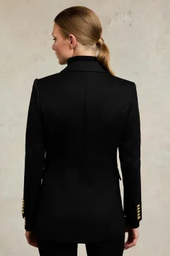 Sale Double Breasted Blazer (Black Twill) Women Blazers|Tailoring
