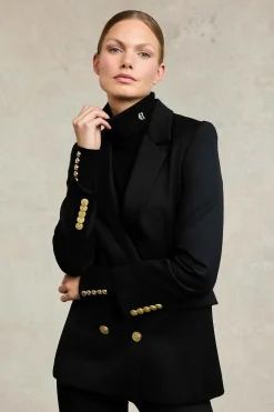 Sale Double Breasted Blazer (Black Twill) Women Blazers|Tailoring