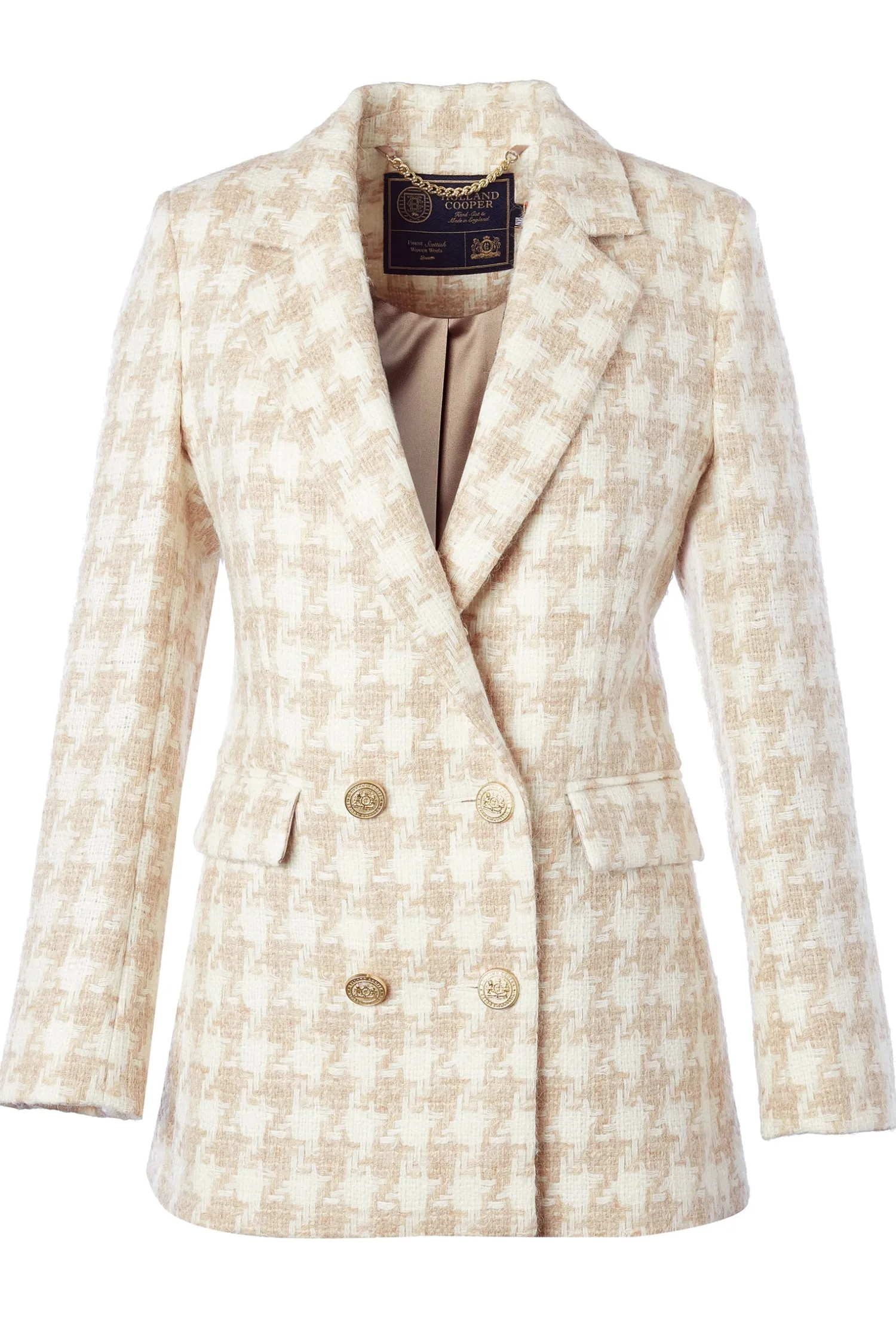 Online Double Breasted Blazer (Camel Houndstooth) Women Blazers|Tailoring