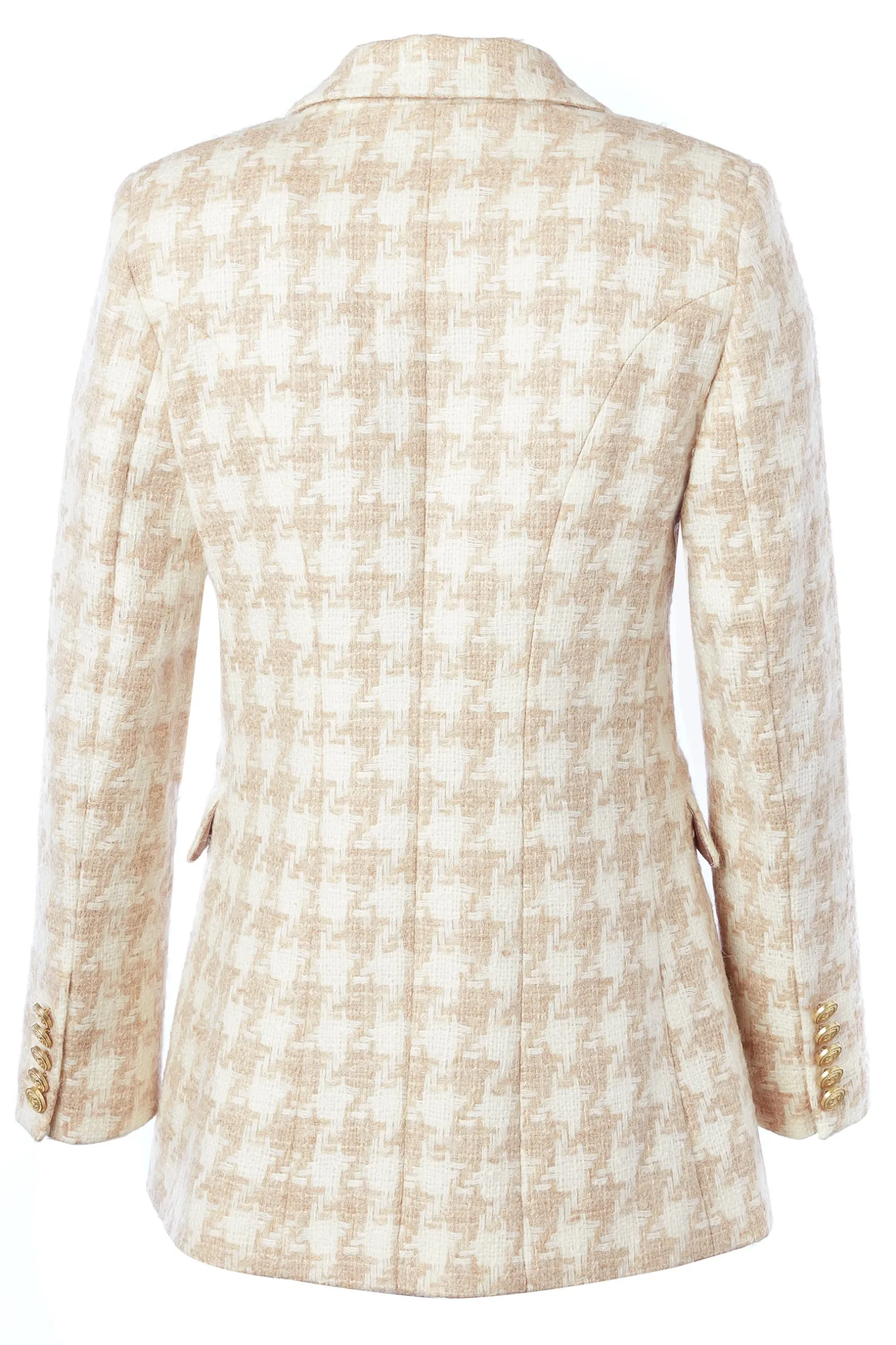 Online Double Breasted Blazer (Camel Houndstooth) Women Blazers|Tailoring