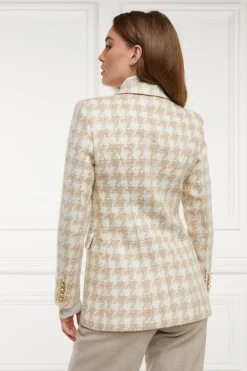 Online Double Breasted Blazer (Camel Houndstooth) Women Blazers|Tailoring