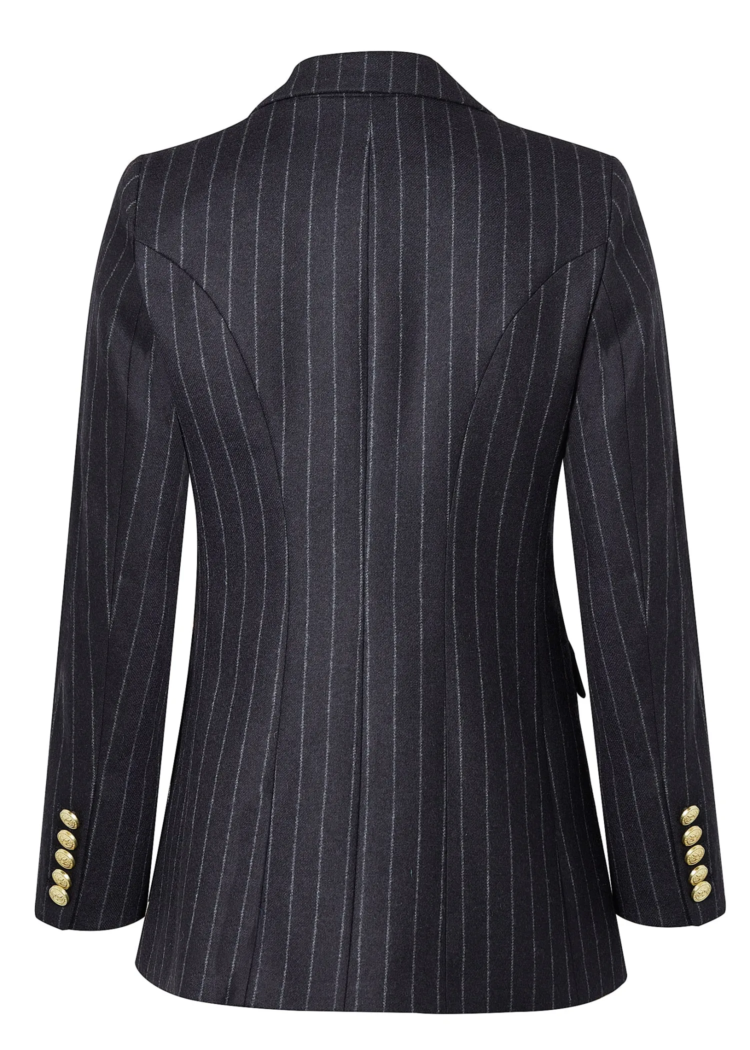 New Double Breasted Blazer (Charcoal Pinstripe) Women Blazers|Tailoring