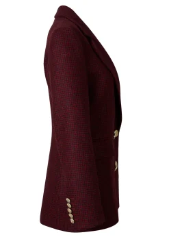 Sale Double Breasted Blazer (Deep Red Houndstooth) Women Blazers|Tailoring