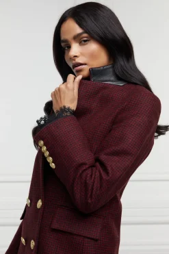 Sale Double Breasted Blazer (Deep Red Houndstooth) Women Blazers|Tailoring