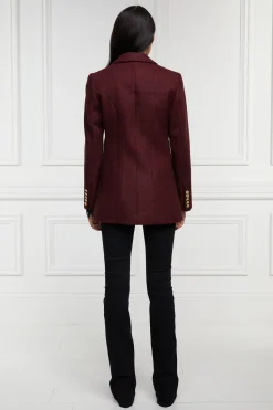 Sale Double Breasted Blazer (Deep Red Houndstooth) Women Blazers|Tailoring