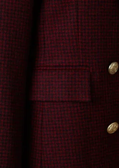Sale Double Breasted Blazer (Deep Red Houndstooth) Women Blazers|Tailoring