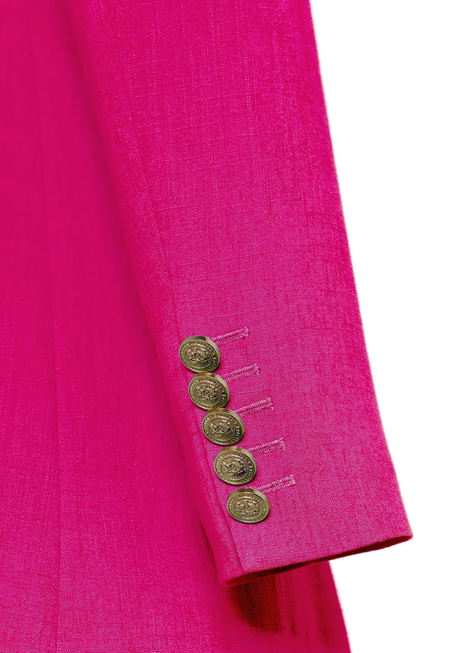Hot Double Breasted Blazer (Hot Pink Linen) Women Blazers|Tailoring